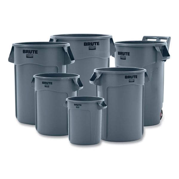Vented Round Brute Container, 55 gal, Plastic, Gray - Image 8