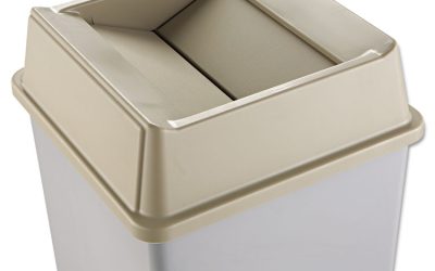 Untouchable Square Swing Top Lid, Plastic, 20.13w X 20.13d X 6.25h, Beige