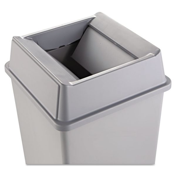 Untouchable Square Swing Top Lid, Plastic, 20.13w X 20.13d X 6.25h, Gray - Image 2