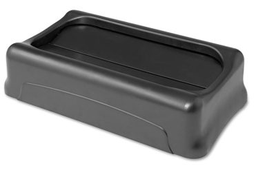 Swing Top Lid for Slim Jim Waste Containers, 11.38w x 20.5d x 5h, Black