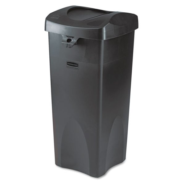 Swing Top Lid For Untouchable Recycling Center, 16" Square, Black - Image 2