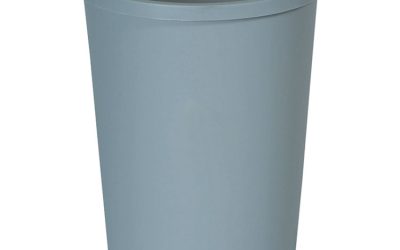 Untouchable Large Plastic Round Waste Receptacle, 11 gal, Plastic, Gray