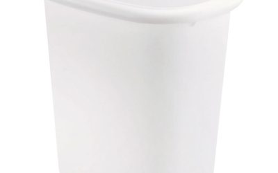 Open-Top Wastebasket, 6 qt, Plastic, White, 6/Carton