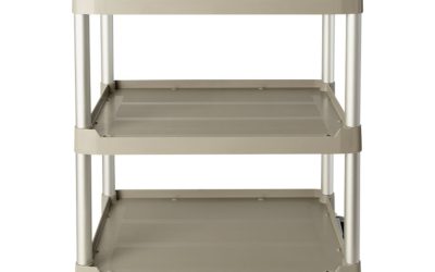Three-Shelf Service Cart, Plastic, 3 Shelves, 200 lb Capacity, 18.63″ x 33.63″ x 37.75″, Off-White