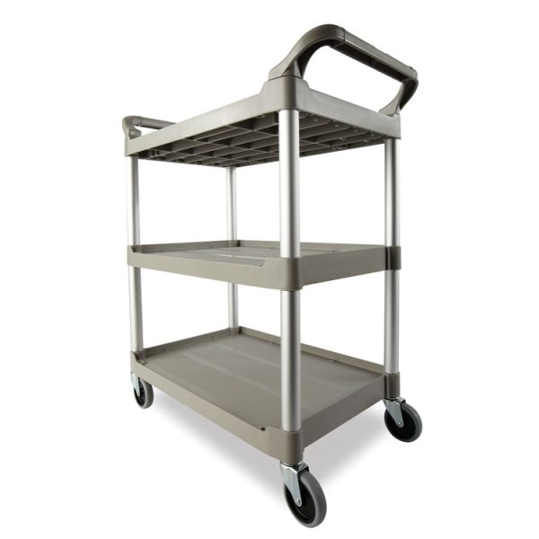 Three-Shelf Service Cart, Plastic, 3 Shelves, 200 lb Capacity, 18.63" x 33.63" x 37.75", Off-White - Image 2