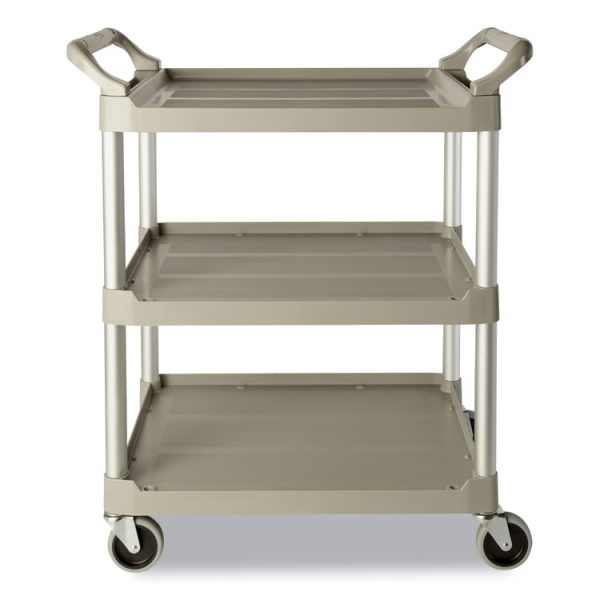 Three-Shelf Service Cart, Plastic, 3 Shelves, 200 lb Capacity, 18.63" x 33.63" x 37.75", Platinum