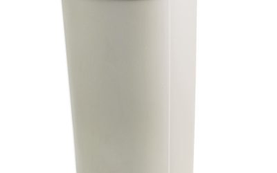 Untouchable Half-Round Plastic Receptacle, 21 gal, Plastic, Beige
