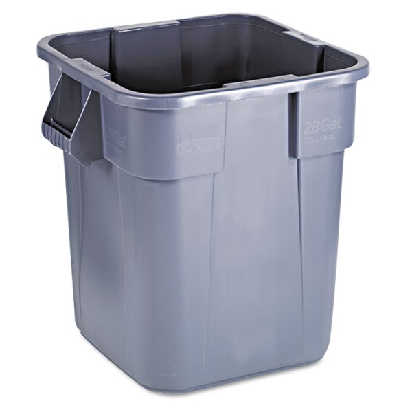 Square Brute Container, 28 gal, Polyethylene, Gray - Image 2