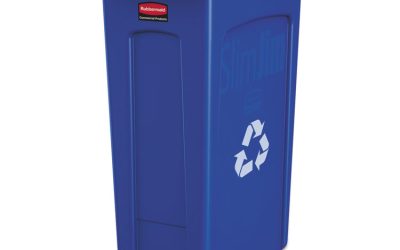 Slim Jim Plastic Recycling Container with Venting Channels, 23 gal, Plastic, Blue