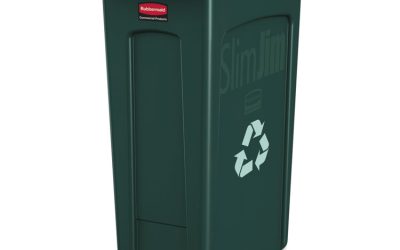 Slim Jim Plastic Recycling Container with Venting Channels, 23 gal, Plastic, Green