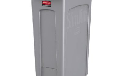 Slim Jim with Venting Channels, 23 gal, Plastic, Gray
