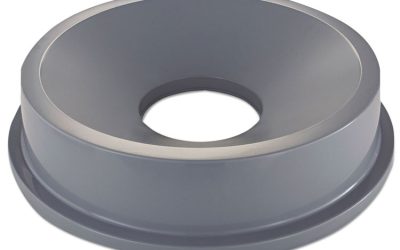 Round BRUTE Funnel Top Receptacle, For 32-Gallon Containers, 22.38″ Diameter x 5h, Gray