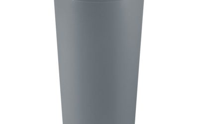 Untouchable Large Plastic Round Waste Receptacle, 22 gal, Plastic, Gray