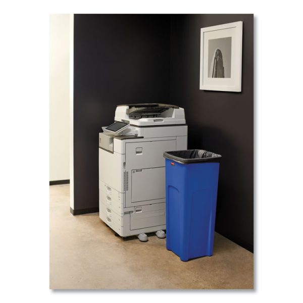 Untouchable Square Waste Receptacle, 23 gal, Plastic, Blue - Image 4