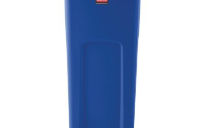 Untouchable Square Waste Receptacle, 23 gal, Plastic, Blue
