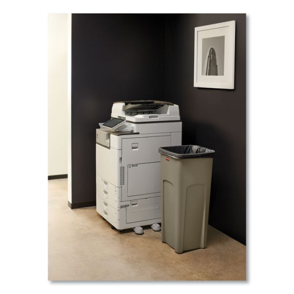Untouchable Square Waste Receptacle, 23 gal, Plastic, Beige - Image 5