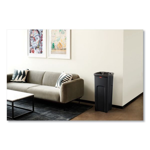 Untouchable Square Waste Receptacle, 23 gal, Plastic, Black - Image 3