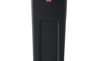 Untouchable Square Waste Receptacle, 23 gal, Plastic, Black