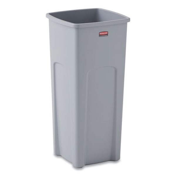 Untouchable Square Waste Receptacle, 23 gal, Plastic, Gray - Image 4