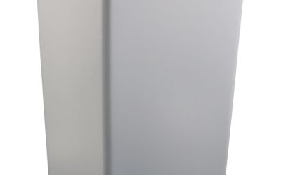 Untouchable Square Waste Receptacle, 35 gal, Plastic, Gray