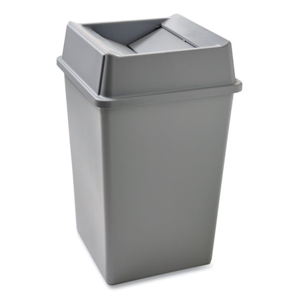Untouchable Square Waste Receptacle, 35 gal, Plastic, Gray - Image 2