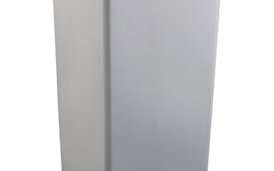 Untouchable Square Waste Receptacle, 50 gal, Plastic, Gray
