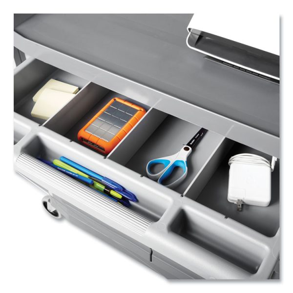 Xtra Instrument Cart with Locking Storage Area, Plastic, 3 Shelves, 300 lb Capacity, 20" x 40.63" x 37.8", Gray - Image 6