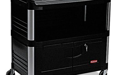 Xtra Equipment Cart, Plastic, 3 Shelves, 300 lb Capacity, 20.75″ x 40.63″ x 37.8″, Black