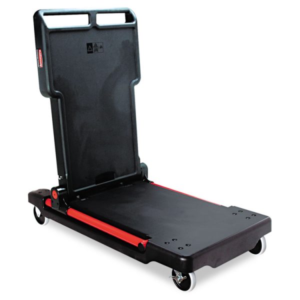 Convertible Utility Cart, Plastic, 2 Shelves, 400 lb Capacity, 23.88" x 45.13" x 34.38", Black - Image 3