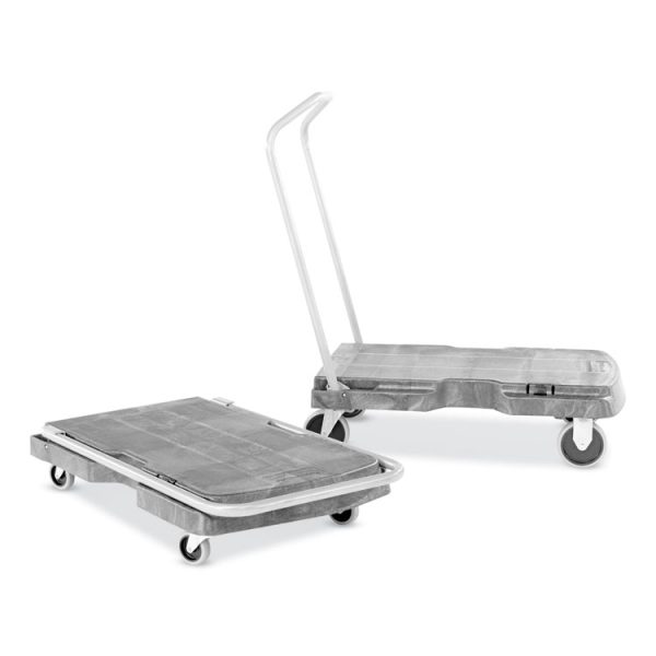 Triple Trolley Platform Truck with Angled-Loop Handle, 500 lb Capacity, 20.5 x 32.5 x 35, Black - Image 2