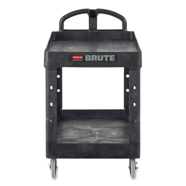 BRUTE Heavy-Duty Utility Cart with Lipped Shelves, Plastic, 2 Shelves, 750 lb Capacity, 26" x 55" x 33.25", Black