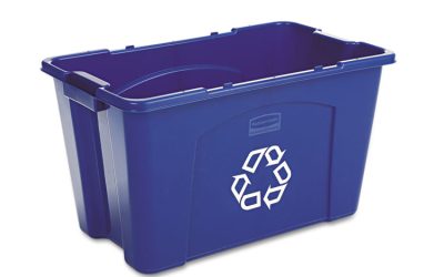 Stacking Recycle Bin, 18 gal, Polyethylene, Blue