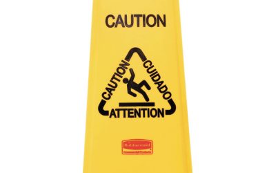 Multilingual “Caution” Floor Sign, 11 x 12 x 25, Bright Yellow