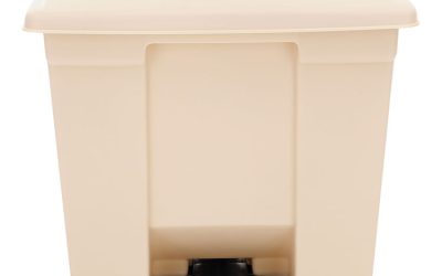 Indoor Utility Step-On Waste Container, 8 gal, Plastic, Beige