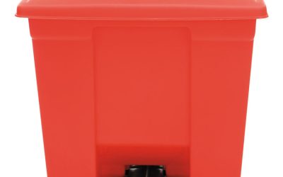 Indoor Utility Step-On Waste Container, 8 gal, Plastic, Red