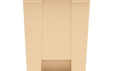 Indoor Utility Step-On Waste Container, 12 gal, Plastic, Beige
