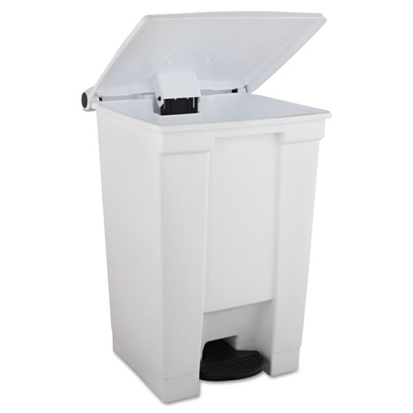 Indoor Utility Step-On Waste Container, 12 gal, Plastic, White - Image 2