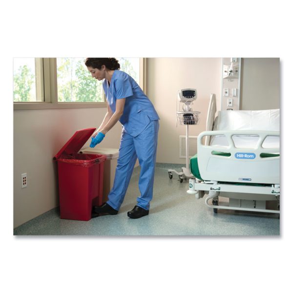 Indoor Utility Step-On Waste Container, 18 gal, Plastic, Red - Image 2