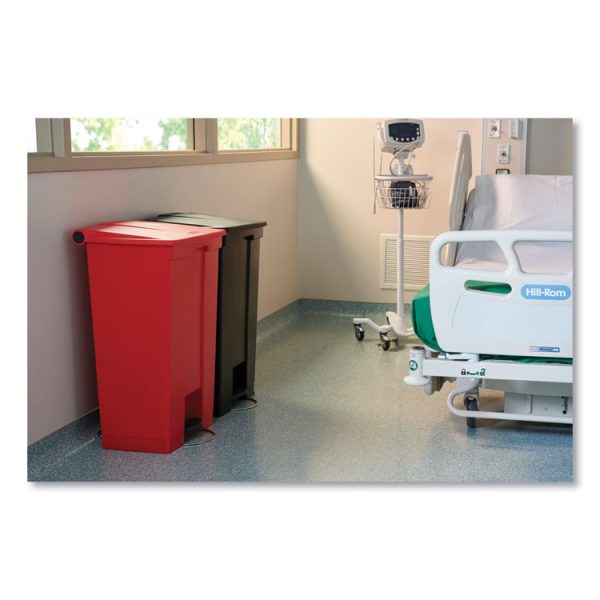 Indoor Utility Step-On Waste Container, 18 gal, Plastic, Red - Image 3