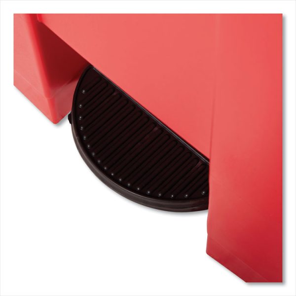 Indoor Utility Step-On Waste Container, 18 gal, Plastic, Red - Image 4
