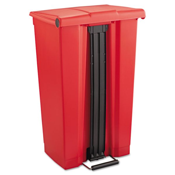 Indoor Utility Step-On Waste Container, 23 gal, Plastic, Red - Image 3