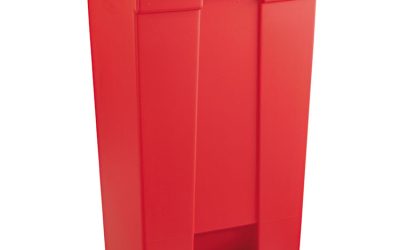 Indoor Utility Step-On Waste Container, 23 gal, Plastic, Red