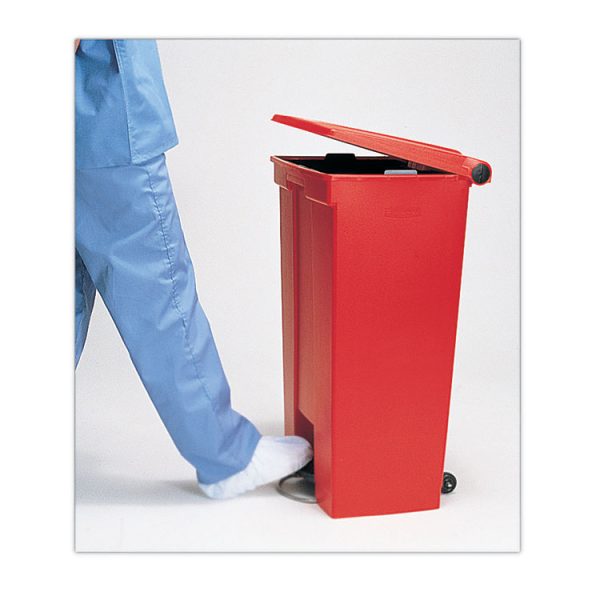 Indoor Utility Step-On Waste Container, 23 gal, Plastic, Red - Image 5