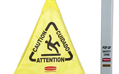 Multilingual Pop-Up Safety Cone, 3-Sided, Fabric, 21 X 21 X 20, Yellow