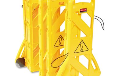 Portable Mobile Safety Barrier, Plastic, 13 ft x 40″, Yellow