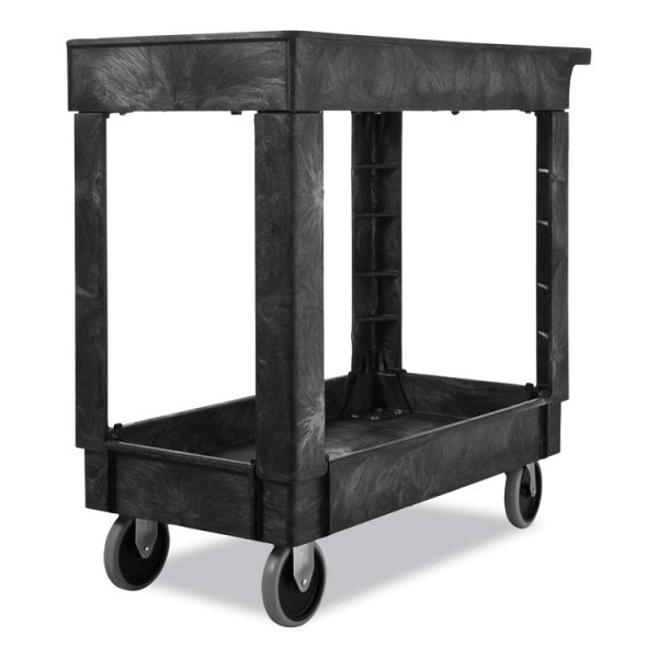 Service/Utility Carts, Plastic, 2 Shelves, 500 lb Capacity, 34.13" x 17.38" x 32.38", Black - Image 5