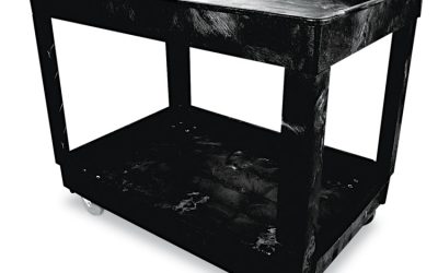 Service/Utility Carts, Plastic, 2 Shelves, 500 lb Capacity, 24″ x 40″ x 31.25″, Black