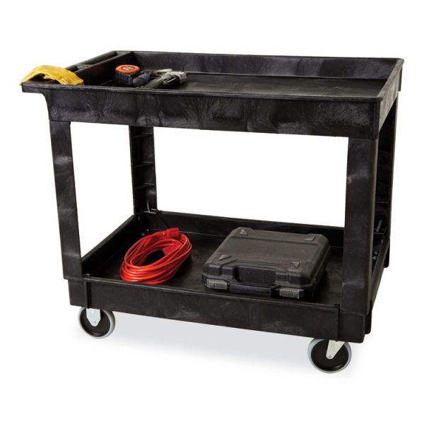 Service/Utility Carts, Plastic, 2 Shelves, 500 lb Capacity, 24" x 40" x 31.25", Black - Image 6