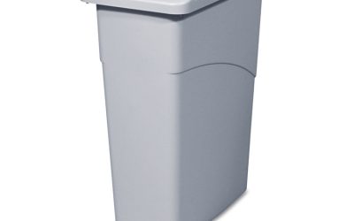 Slim Jim Confidential Document Waste Receptacle with Lid, 23 gal, Light Gray
