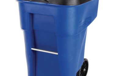 Square Brute Rollout Container, 50 gal, Molded Plastic, Blue